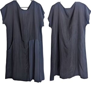 Babette Oversized Small Cupro Midi Black/Grey Mixed Media Dress #0329